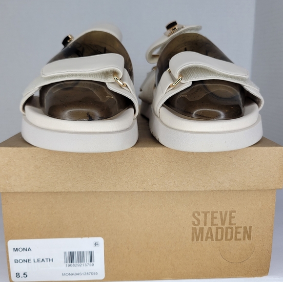 Steve Madden Cream Leather Sandals - Picture 1 of 6